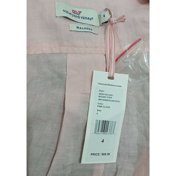 Vineyard vines womens small 100% linen shirt pink button down - Picture 5 of 6
